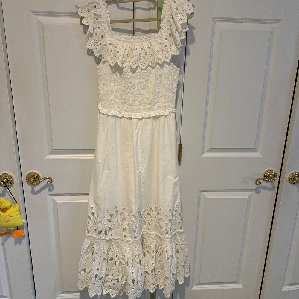 Sea NY white eyelet midi dress